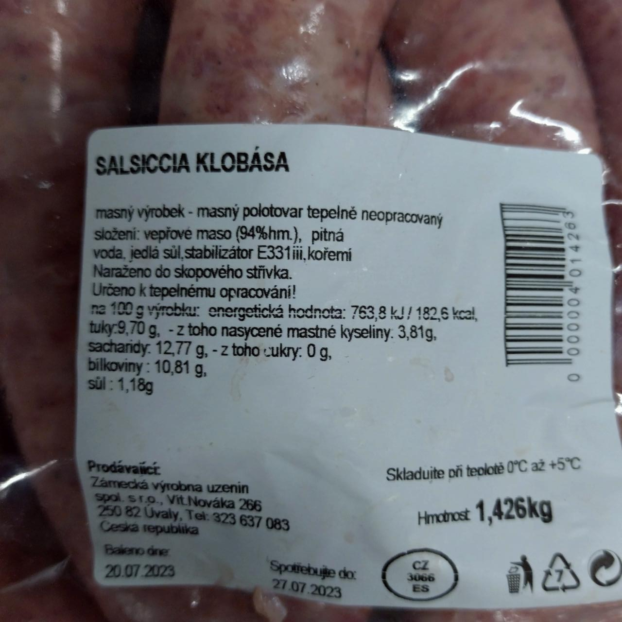 Fotografie - Salsiccia klobása Zámecká výrobna uzenin