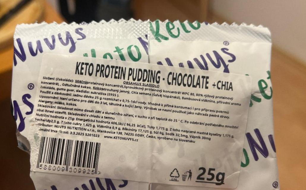 Fotografie - Keto protein pudding chocolate+chia Nuvys Nutrition