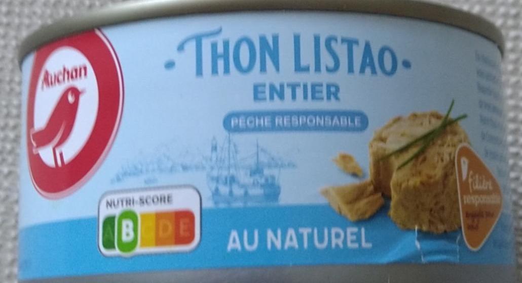 Fotografie - Thon Listao entier au naturel Auchan