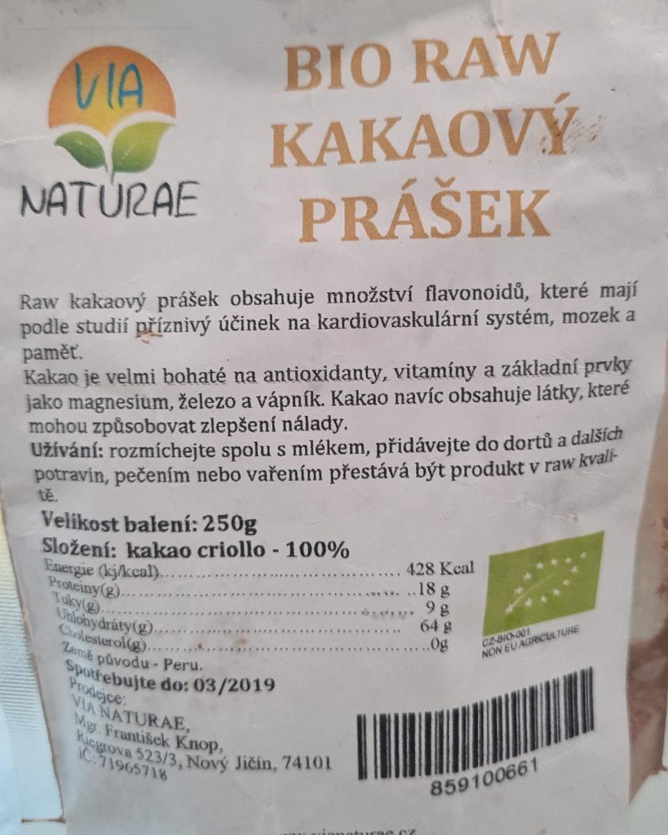 Fotografie - Bio Raw Kakaový prášek Via Naturae