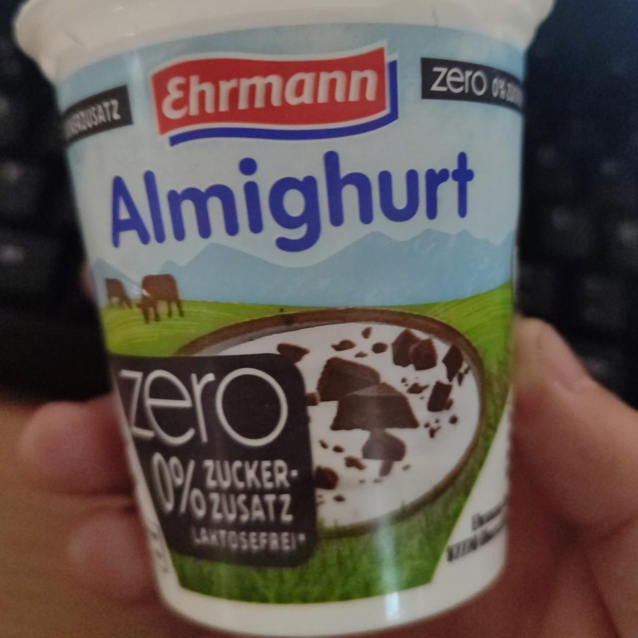 Fotografie - Almighurt Stracciatella zero 0% zucker zusatz Ehrmann