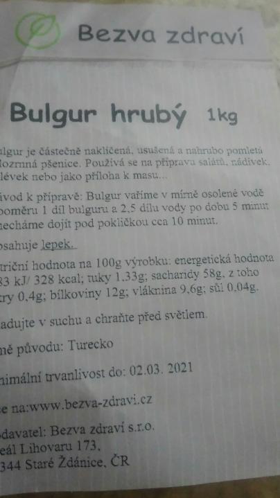 Fotografie - bulgur hrubý Bezva zdraví