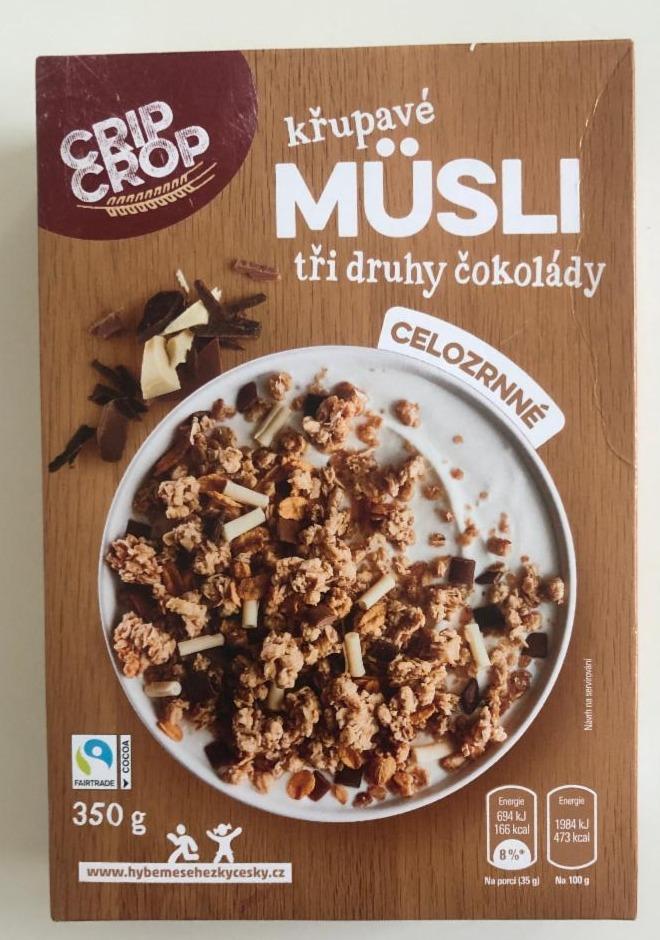 Fotografie - müsli celozrnné 3 druhy čokolády Crip Crop