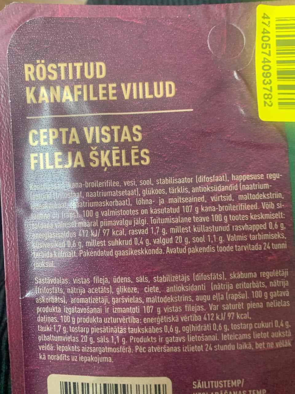 Fotografie - Röstitud kanafilee viilud Nõo