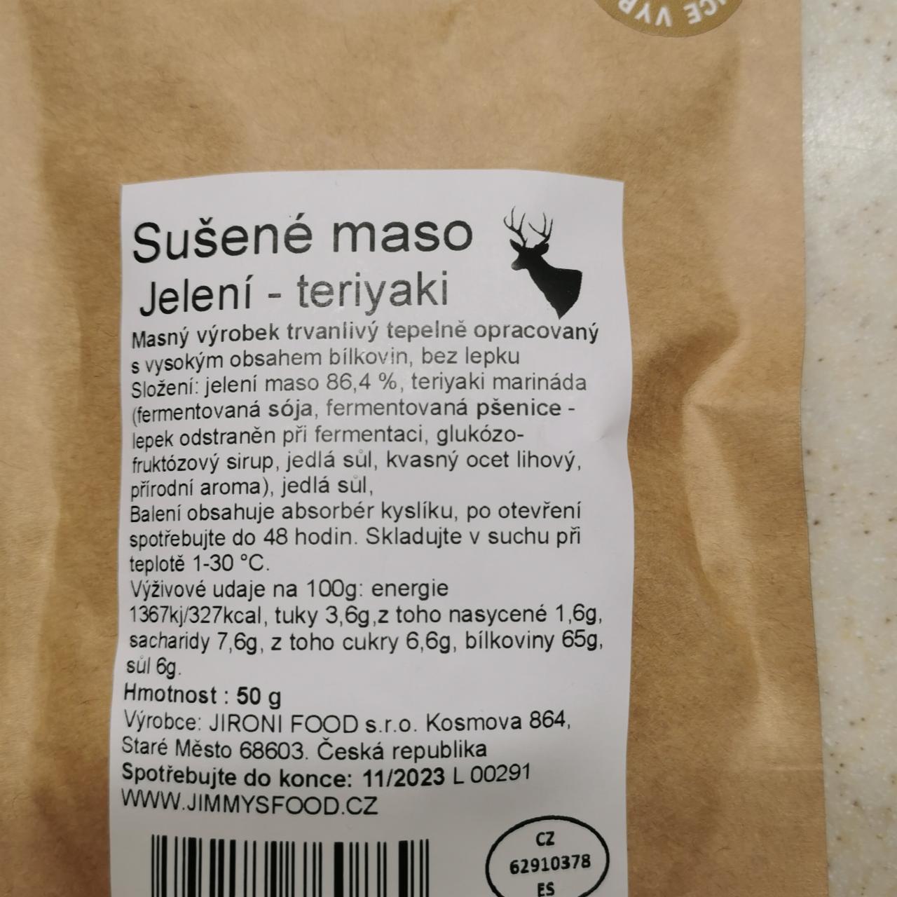 Fotografie - Sušené maso Jelení teriyaki Jironi food