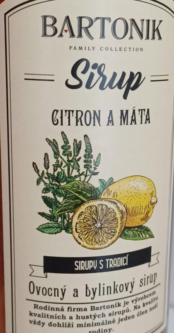 Fotografie - Sirup Citron a máta Bartonik Family Col.