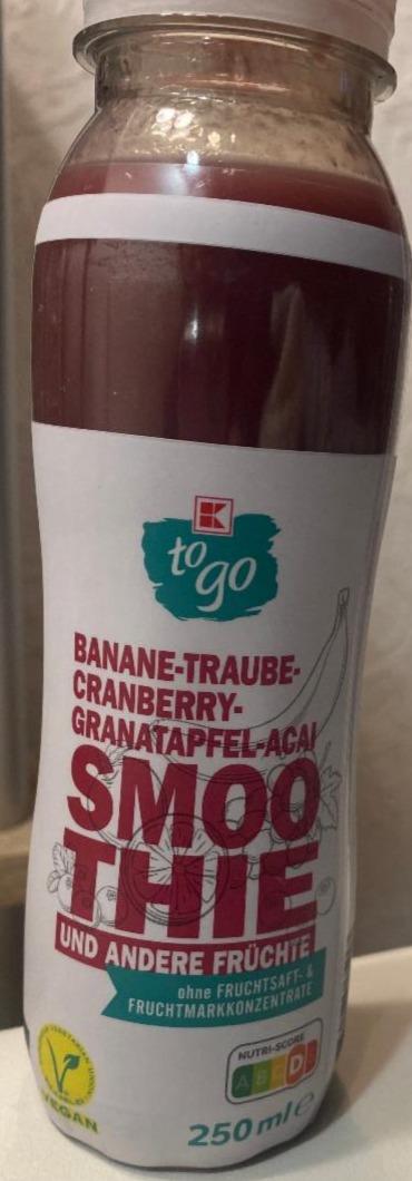 Fotografie - Banane-Traube-Cranberry-Granatapfel-Acai Smoothie K-to go