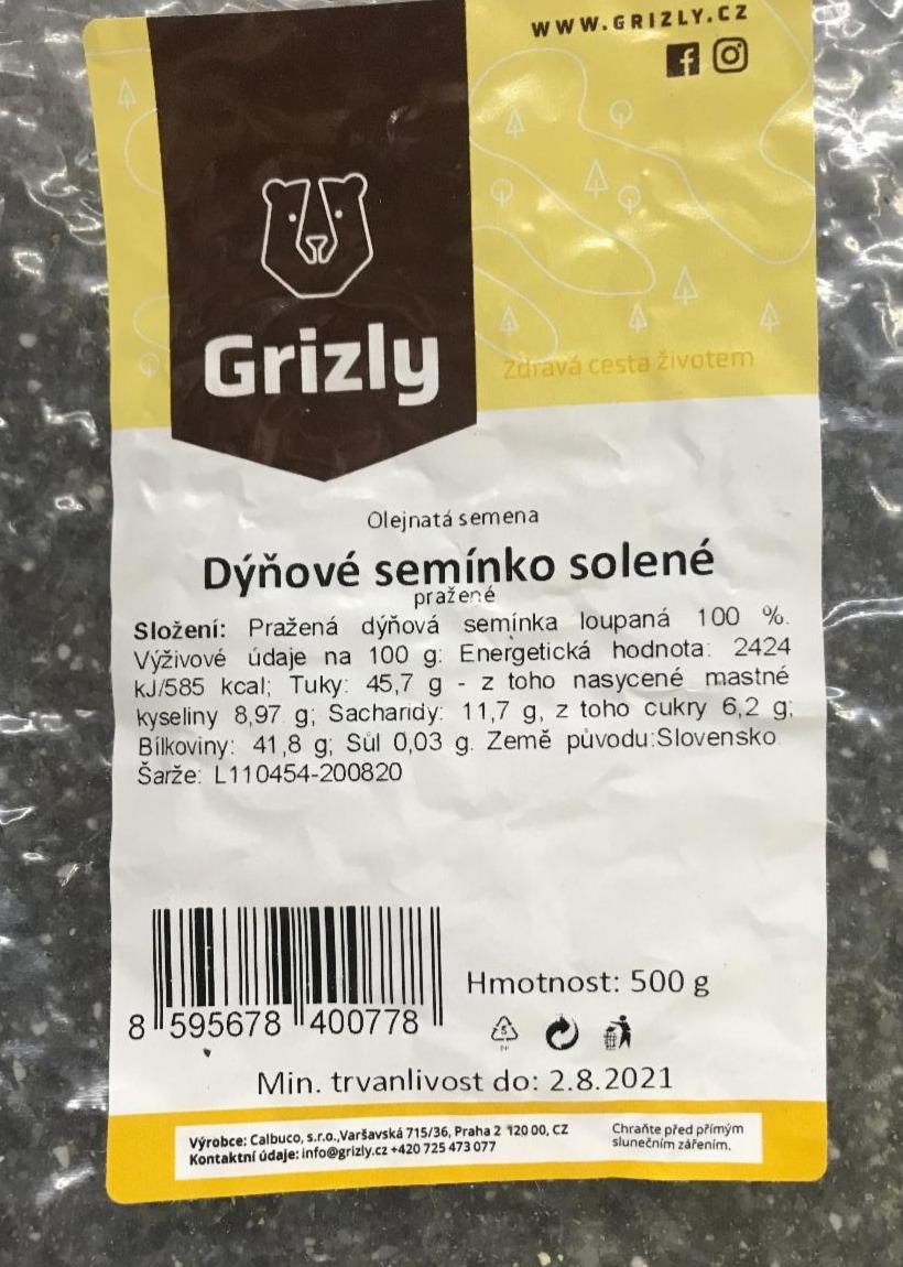 Fotografie - Dýňové semínko loupané pražené solené Grizly