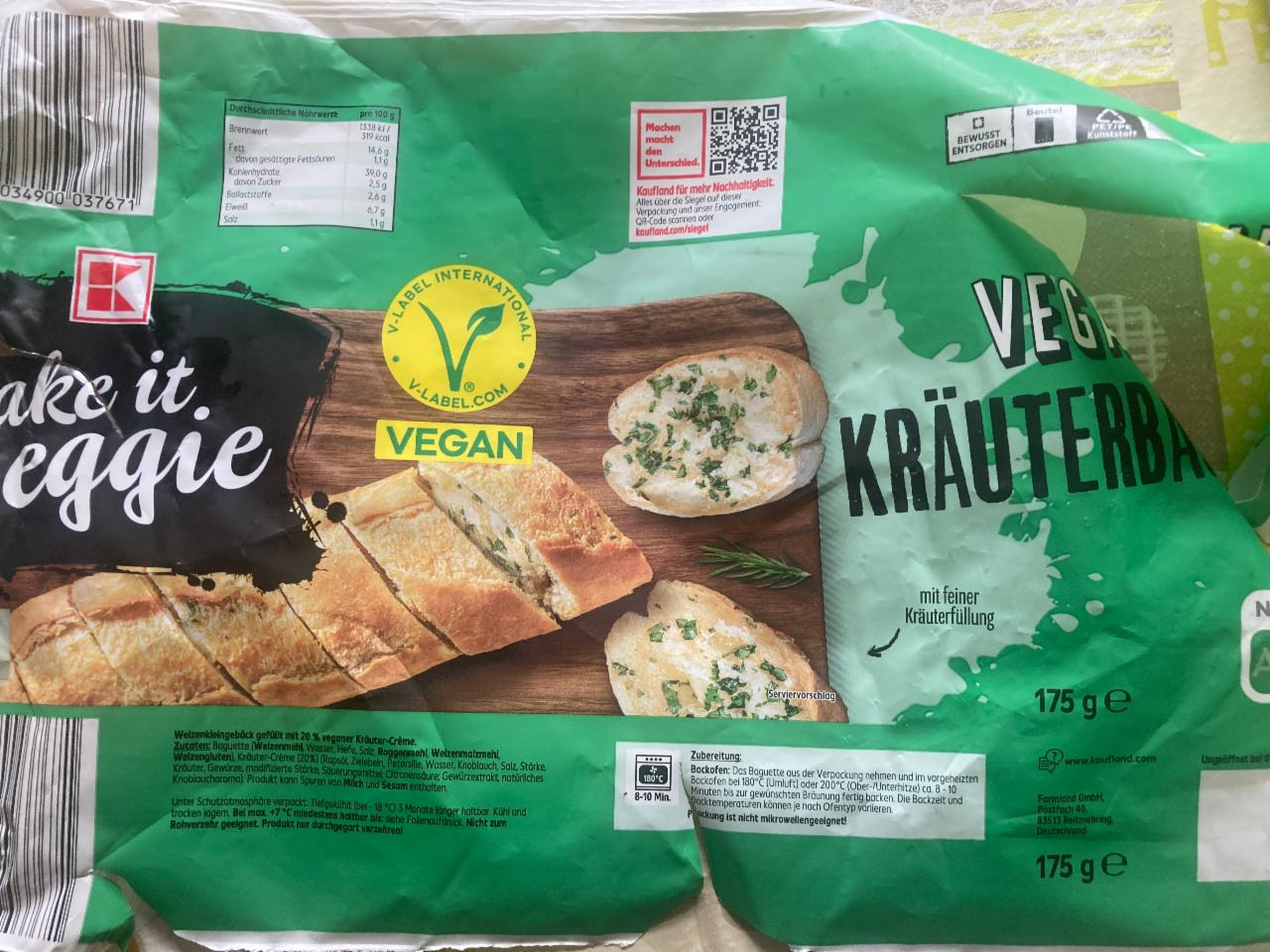 Fotografie - Vegan kräuterbaguette K-take it veggie