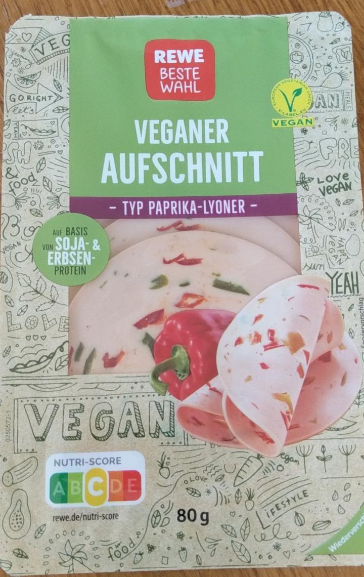 Fotografie - Veganer Aufschnitt Typ Paprika Lyoner REWE Beste Wahl