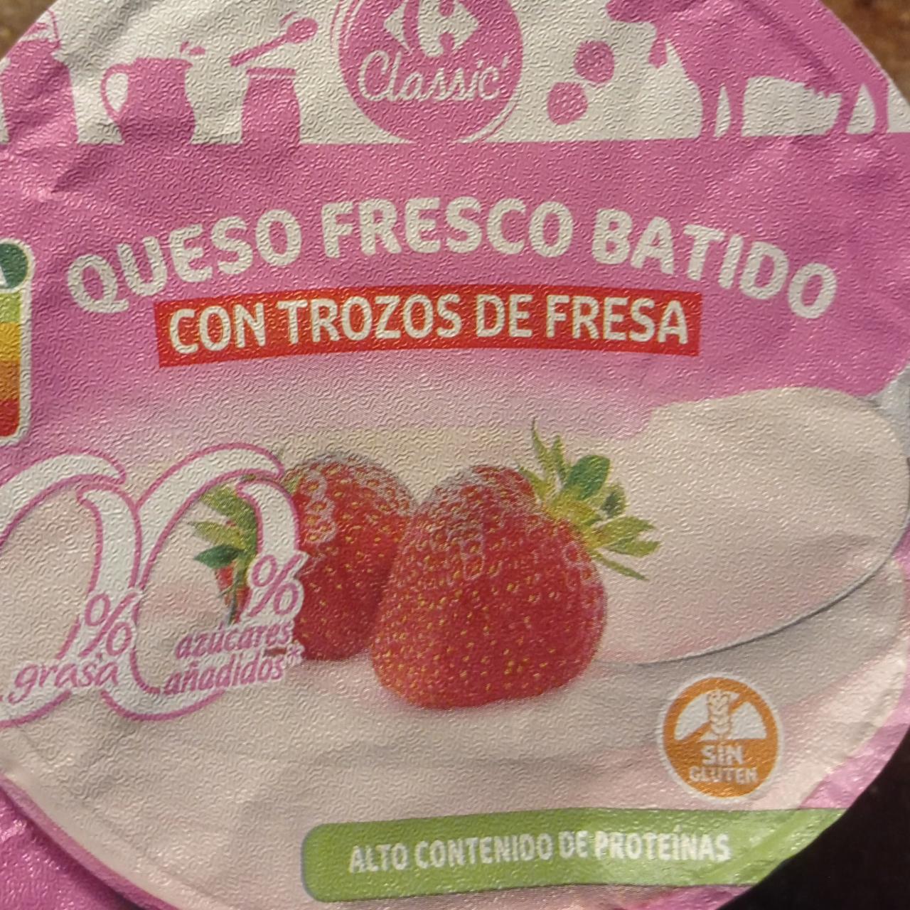 Fotografie - Queso Fresco Batido con trozos de fresa