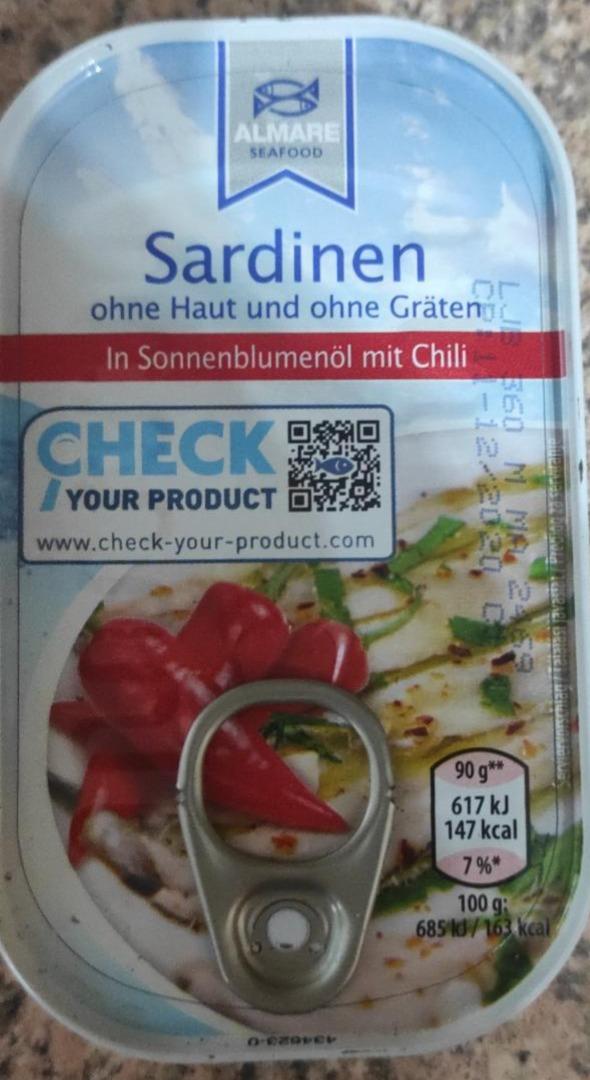 Fotografie - Sardinen in Sonnenblumenöl mit Chili Almare Seafood