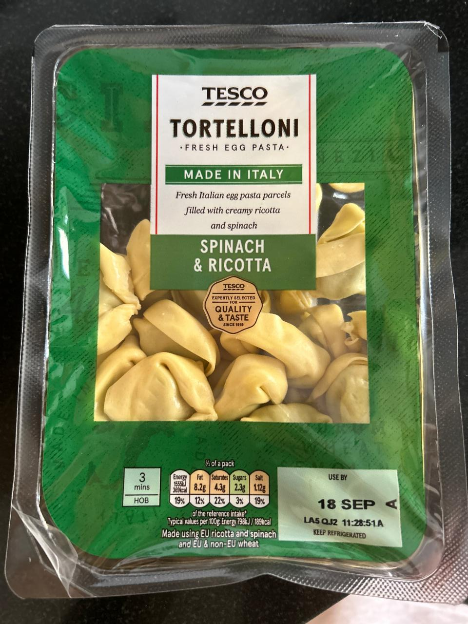 Fotografie - Tortelloni spinach & ricottaTesco