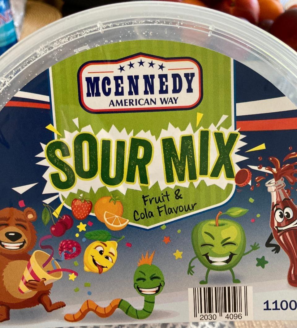 Fotografie - Sour Mix Fruit & Cola Flavour směs želé bonbonů s ovocnou příchutí a s příchutí koly, kyselé McEnnedy American Way