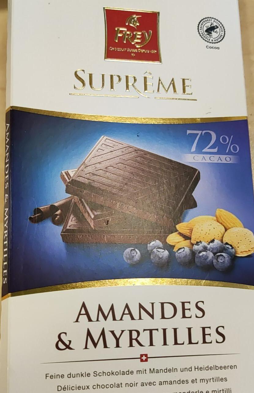 Fotografie - Amandes & Myrtilles Supreme 72% cacao Frey