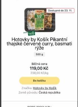 Fotografie - pikantní thajské curry, basmari rýže Garden Gourmet