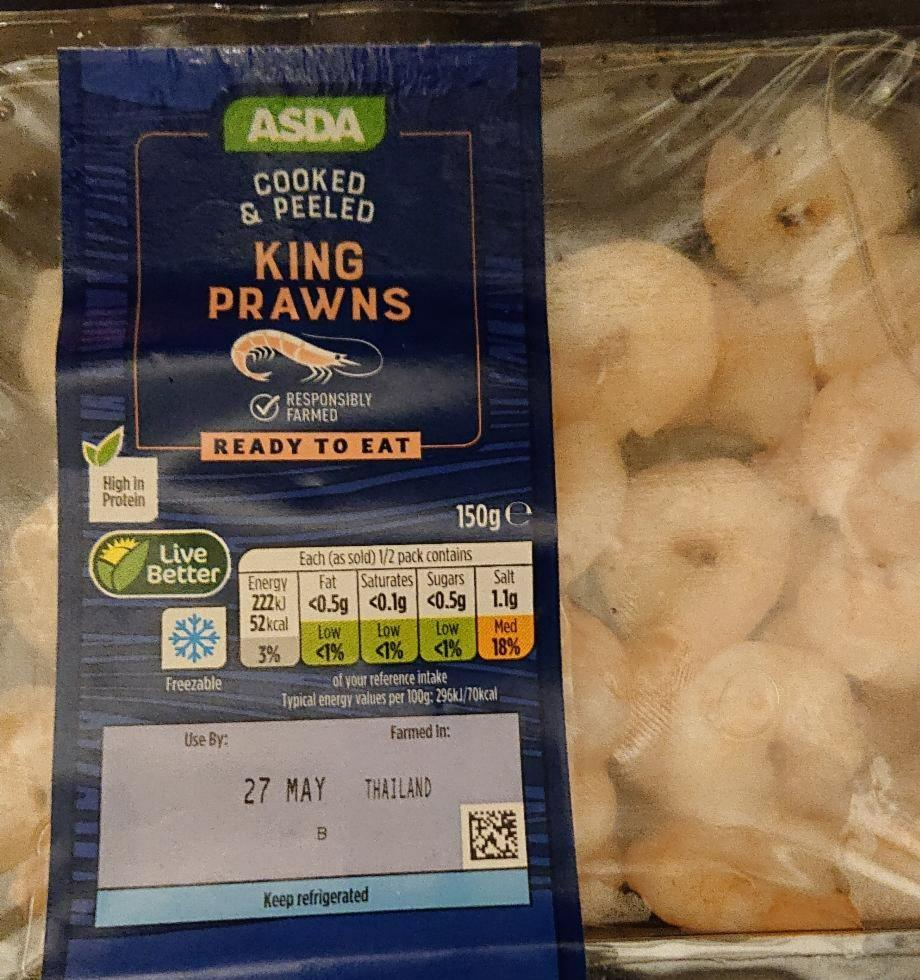 Fotografie - King prawns cooked & peeled Asda