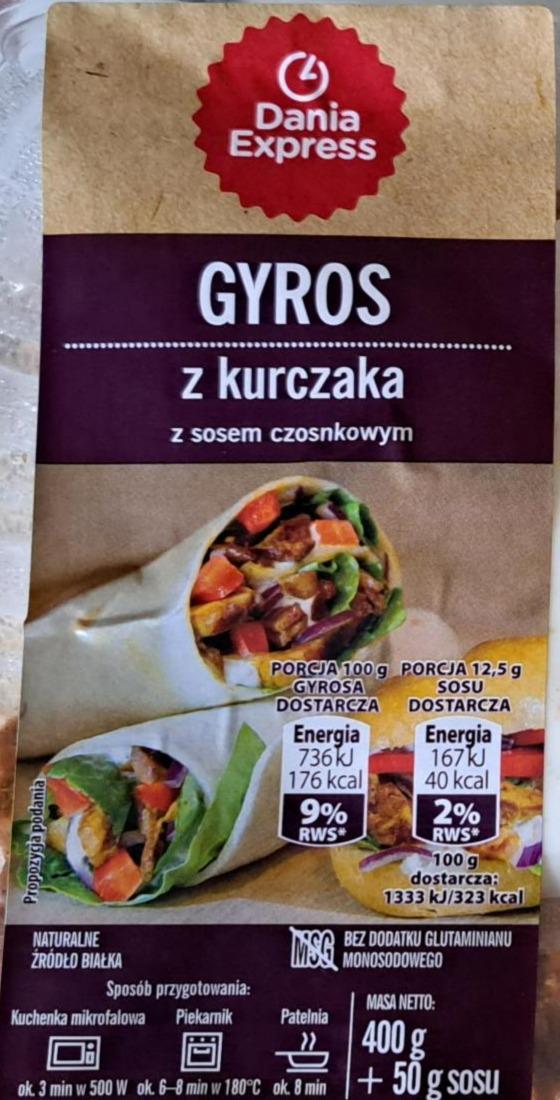 Fotografie - Gyros z kurczaka z sosem czosnkowym Dania express