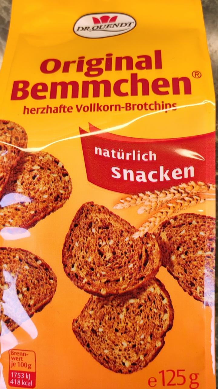 Fotografie - Original Bemmchen herzhafte Vollkorn-Brotchips Dr. Quendt