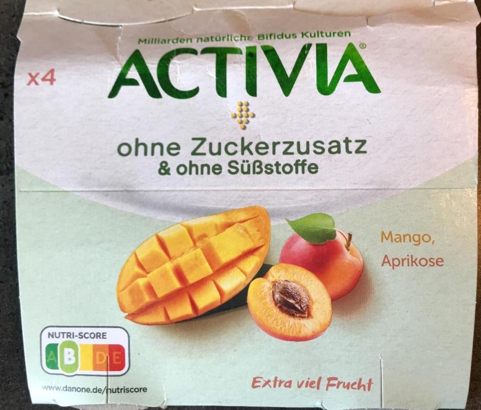 Fotografie - Activia ohne Zuckerzusatz & Süßstoffe Mango, Aprikose