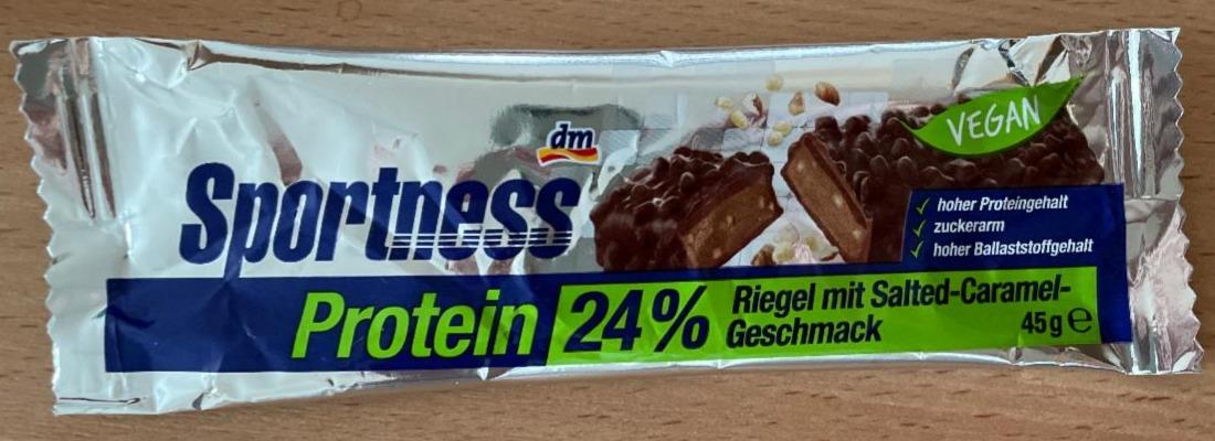 Fotografie - Protein 24% Riegel mit Salted-Caramel-Geschmack vegan Sportness