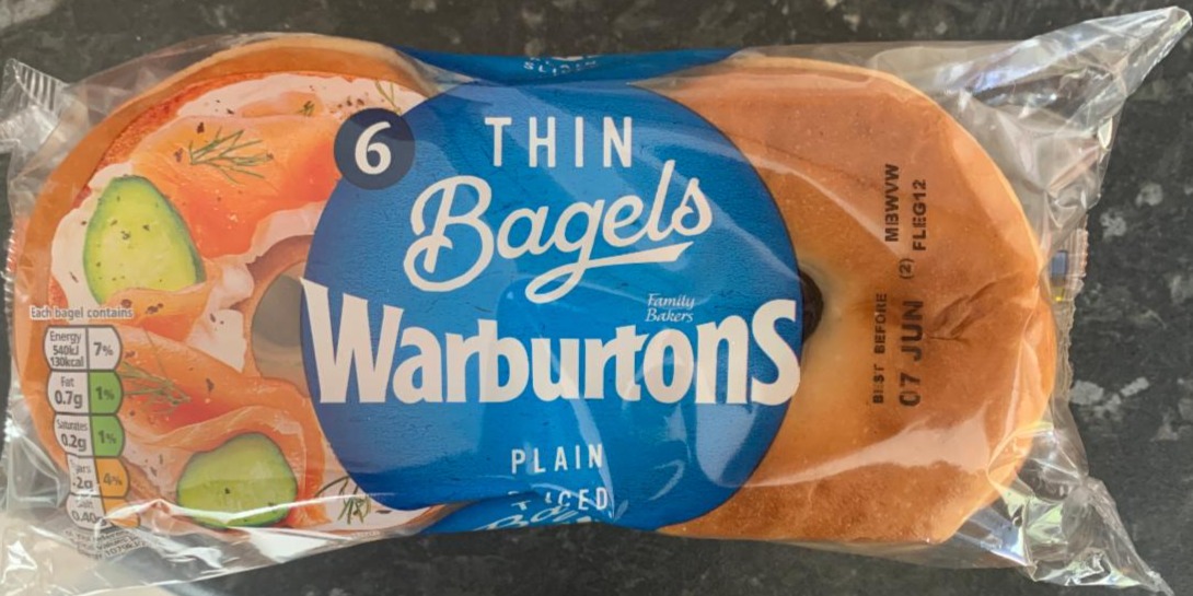 Fotografie - 6 Plain Thin Bagels Warburtons