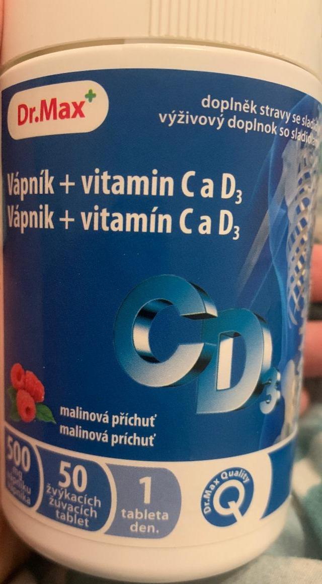 Fotografie - Calcium + vitamin C, D3 s příchutí malin Dr.Max