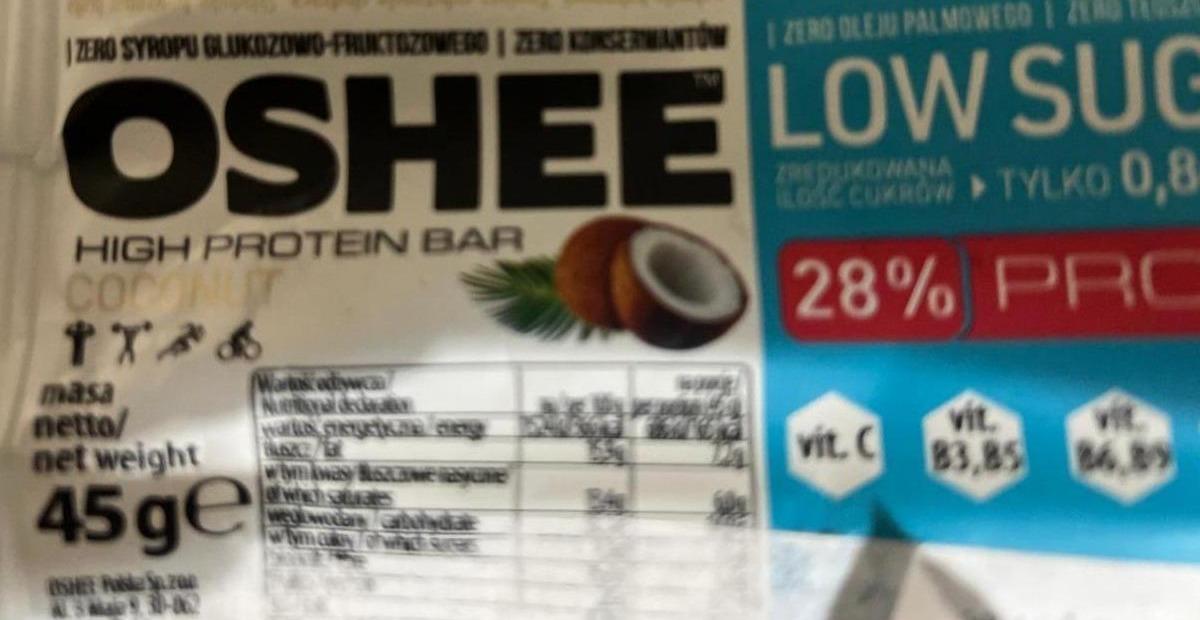 Fotografie - Oshee high protein bar coconut