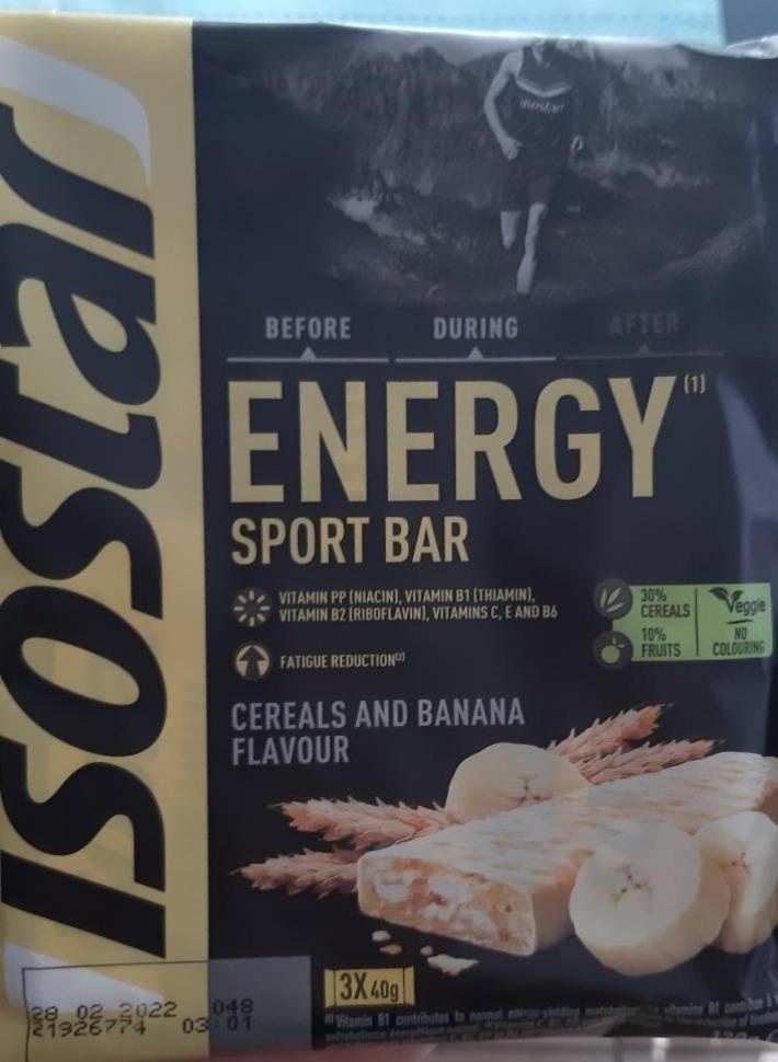 Fotografie - Energy Sport Bar Cereals and Banana flavour Isostar