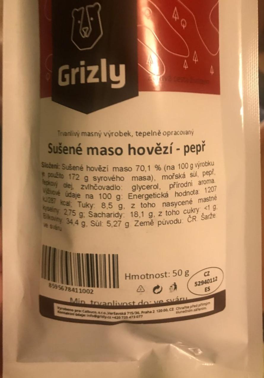 Fotografie - Sušené maso hovězí pepř Grizly