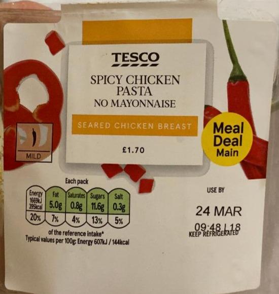 Fotografie - spicy chicken pasta no mayonnaise Tesco