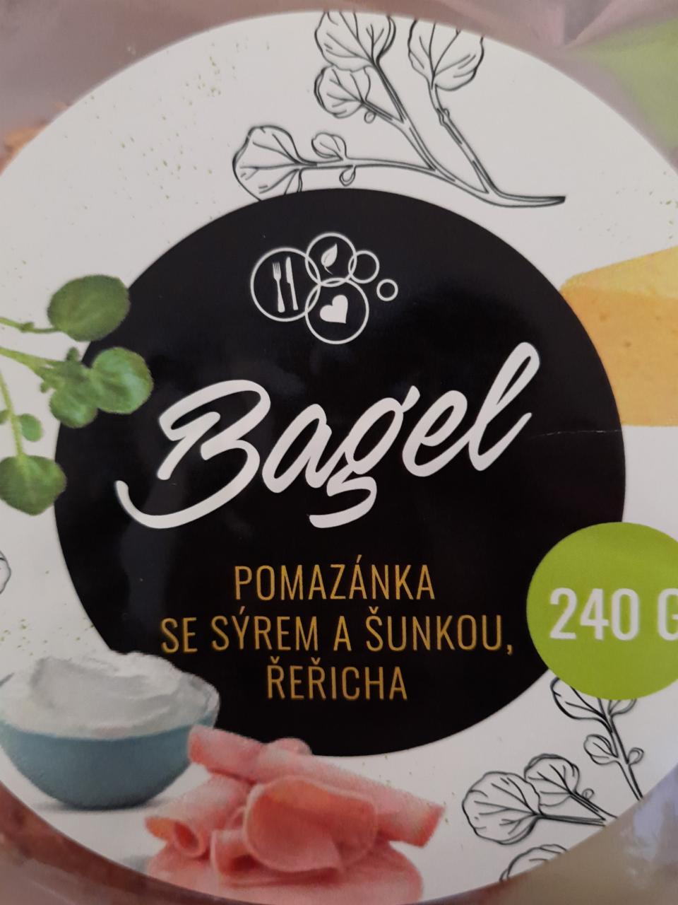 Fotografie - Bagel Pomazánka se sýrem a šunkou, řeřicha