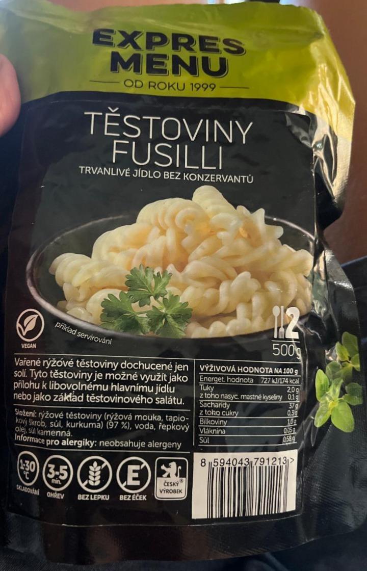 Fotografie - Těstoviny Fusilli Expres menu