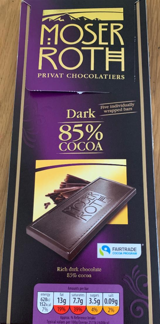 Fotografie - Dark 85% cocoa Moser Roth