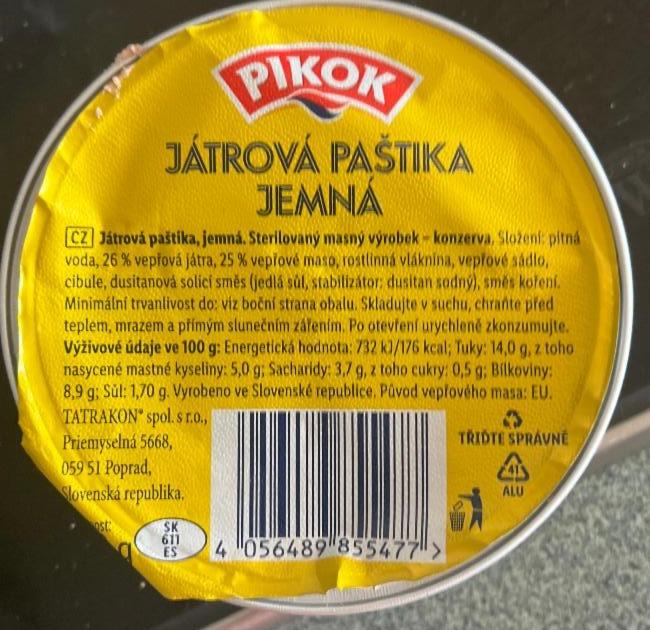 Fotografie - Játrová paštika jemná Pikok