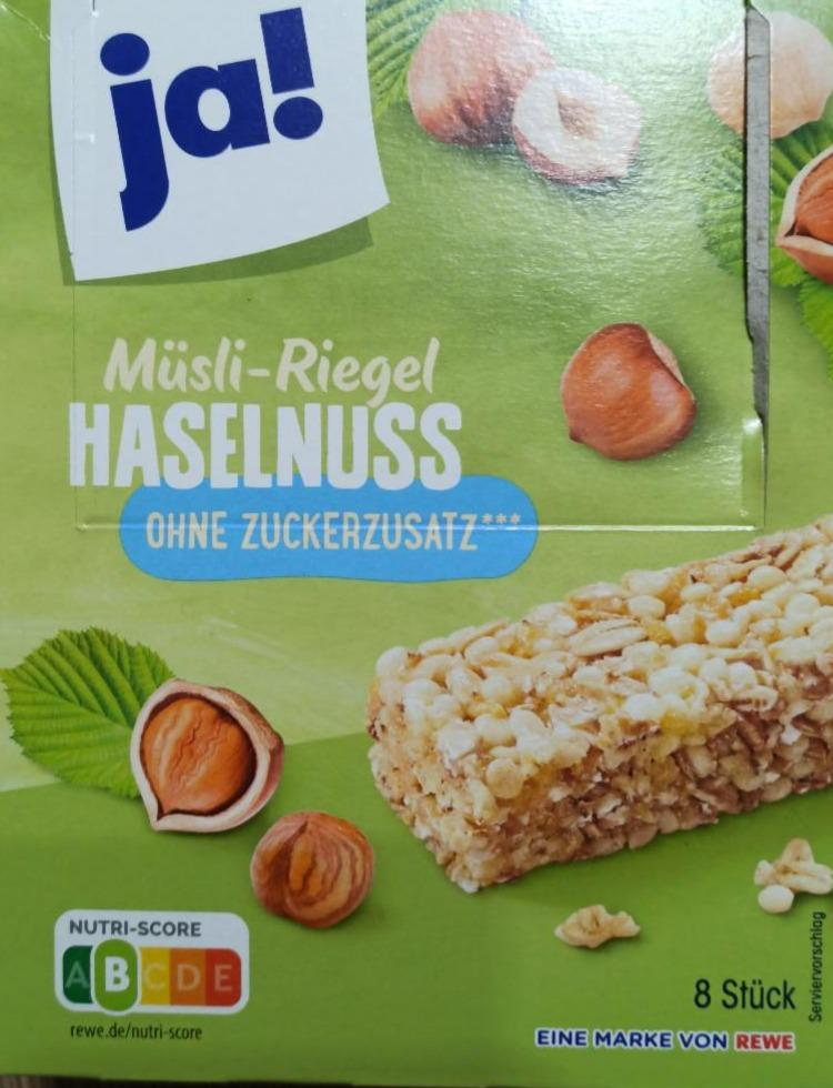 Fotografie - Müsli-Riegel Haselnuss ohne Zuckerzusatz Ja!