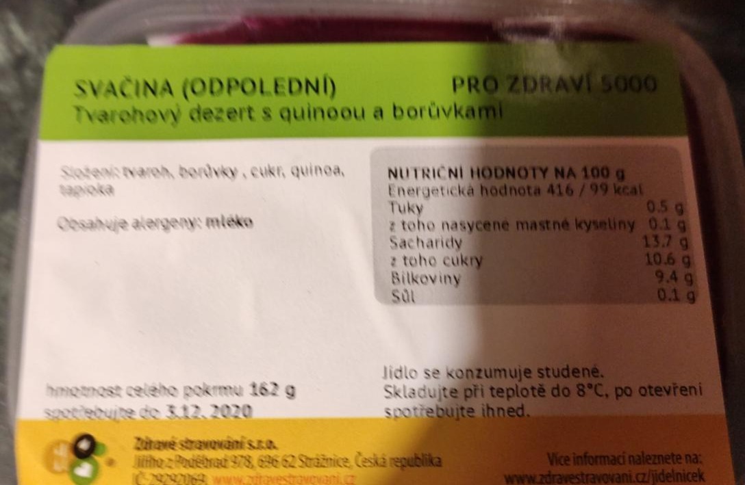 Fotografie - Tvarohový dezert s quinoou a borůvkami Zdravé stravování