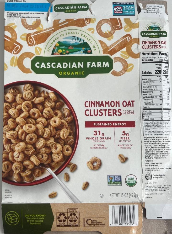 Fotografie - Cinnamon oat clusters Cascadian Farm