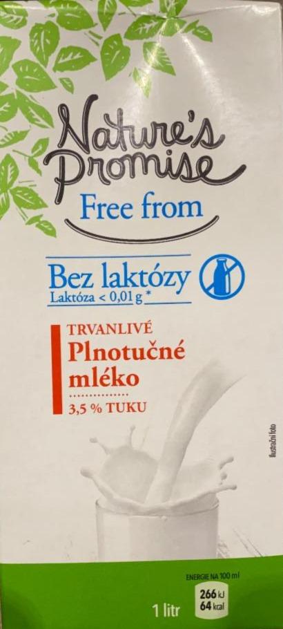 Fotografie - Trvanlivé plnotučné mléko 3,5 % bez laktózy Nature's Promise