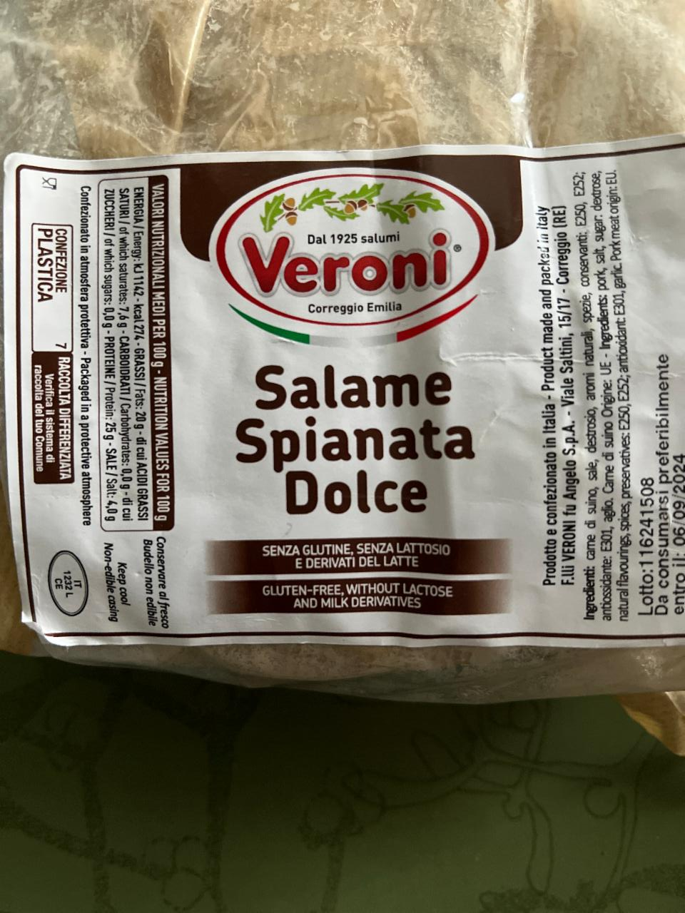 Fotografie - Salami spianata dolce Veroni