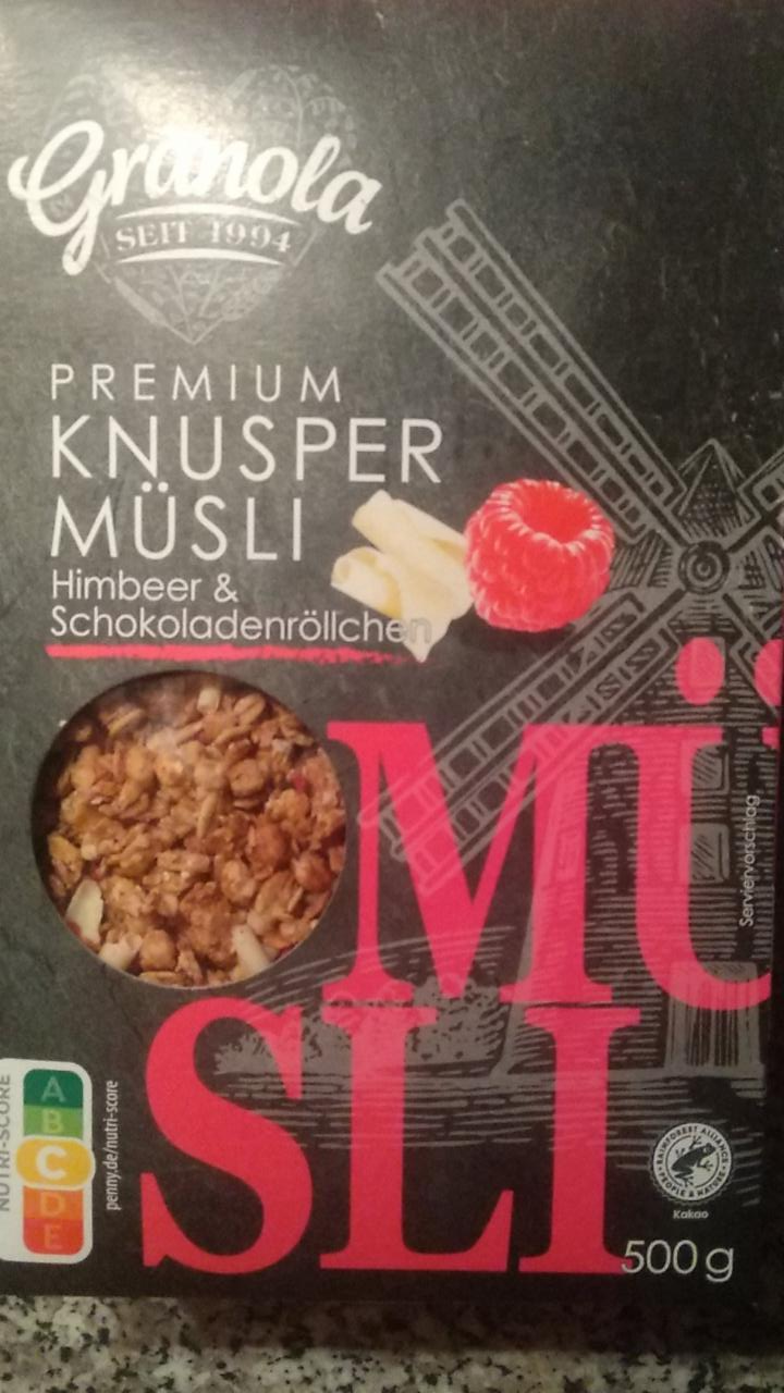 Fotografie - Granola Premium knusper müsli Himbeer & Schokoladenröllchen Granola