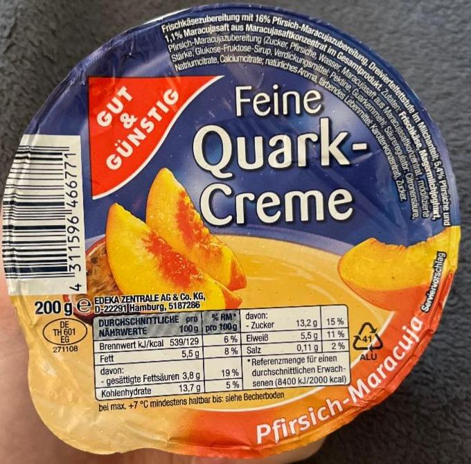 Fotografie - Feine Quark-Creme Pfirsich-Maracuja Gut & Günstig