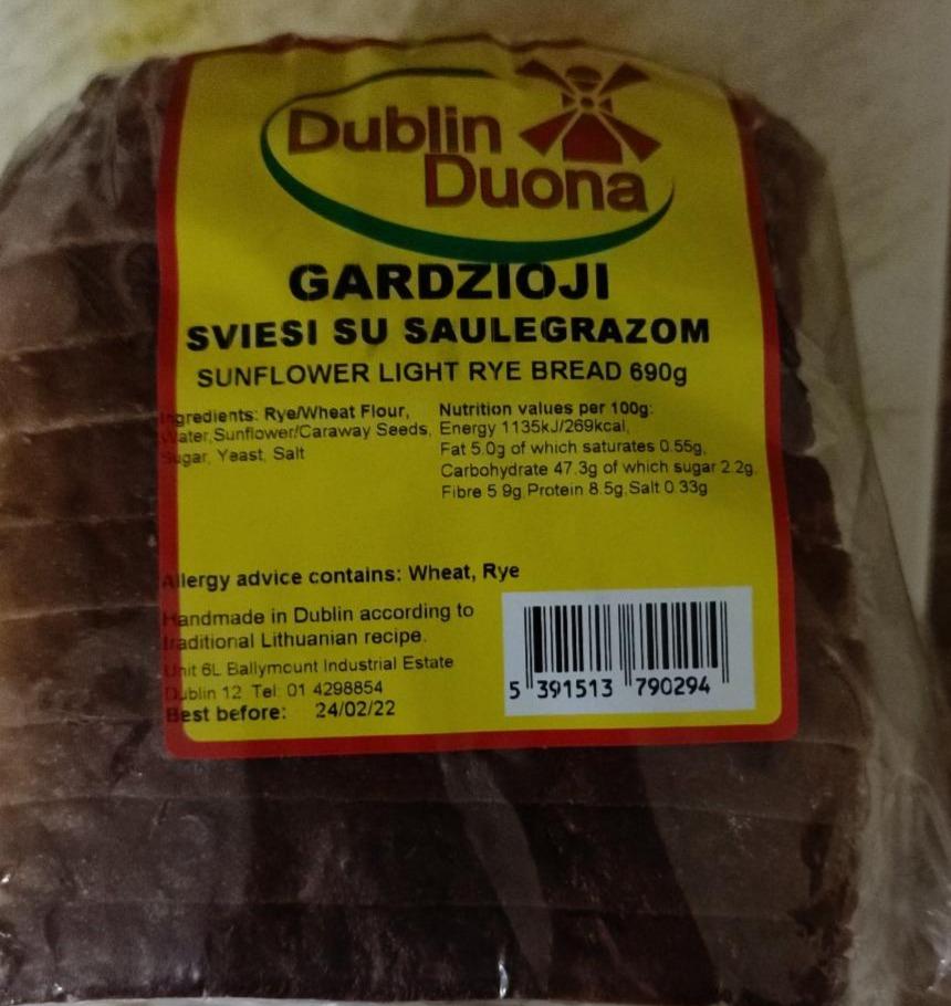 Fotografie - Gardzioji Sunflower Light Rye Bread Dublin Duona