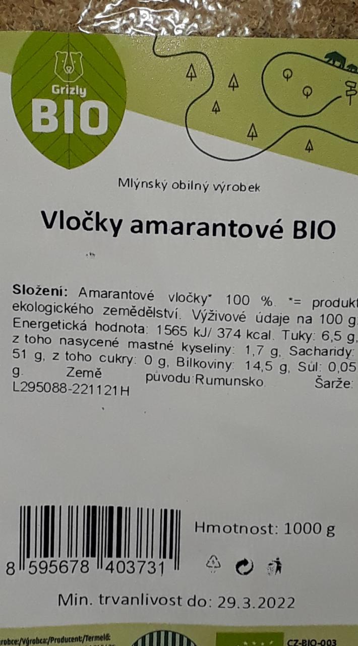 Fotografie - Amarantové vločky BIO Grizly