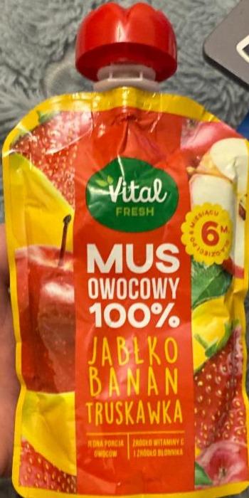 Fotografie - Mus owocowy 100% Jabłko Banan Truskawka Vital Fresh