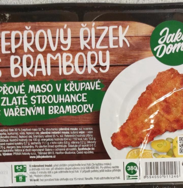 Fotografie - vepřový řízek s brambory.. vepřové maso v křupavé zlaté strouhance s vařenými brambory Jako Doma