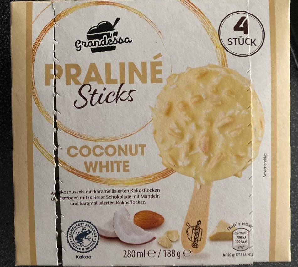 Fotografie - praliné sticks coconut white Grandessa