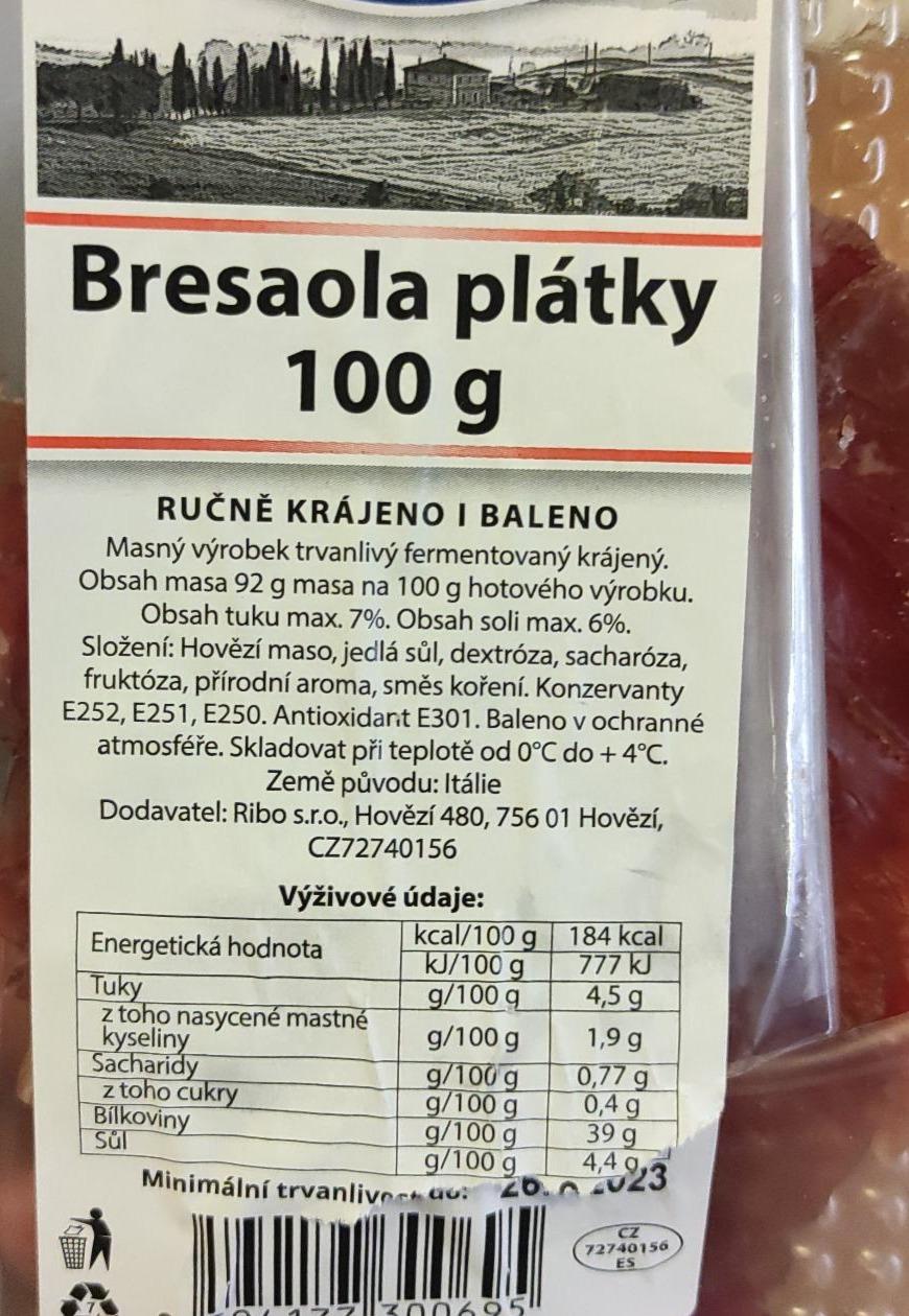 Fotografie - Sušená hovězí italská Bresaola Ribo foods