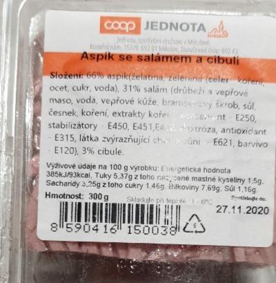 Fotografie - Aspik se salámem a cibulí Coop Jednota