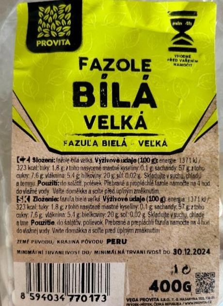 Fotografie - Fazole bílá velká Provita